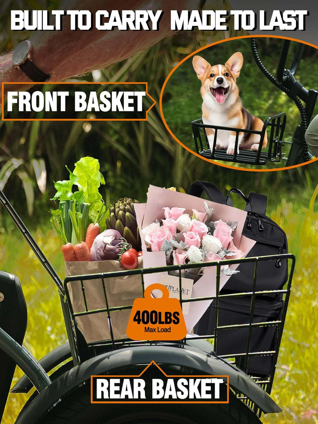 ESKUTE E Trike Electric Bike, Peak 1200W Brushless Motor Folding Trike 18X3.0 Fat Tire Ebike, 624Wh Removable Battery, Step-Thru 3 Wheel Electric Bicycle, Up to 55 Miles, 18MPH+ Tricycle for Adults