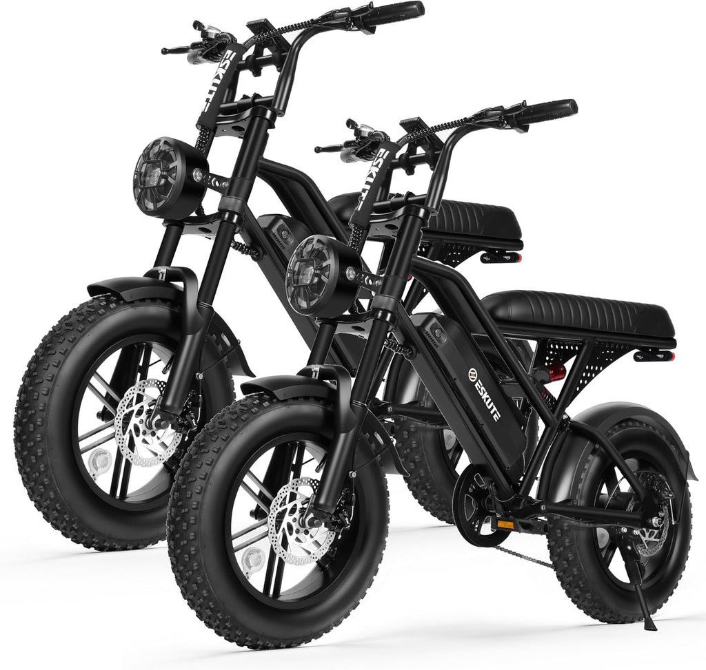 ESKUTE V100 Electric Bike for Adults, Electric Dirt Bike 1500W Peak Motor, All Terrain Dual Suspension E Bike 28MPH Top Speed, Ebike Up to 60 Miles Range, 16' Fat Tire, 48V13Ah Battery, 7-Speed
