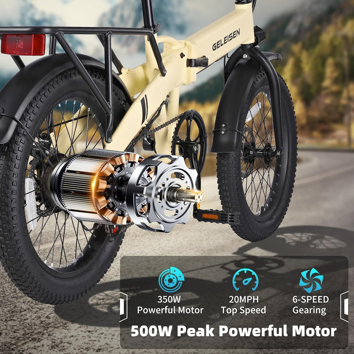 Folding Electric Bike for Adults, 20'×3.0 Fat Tire Electric Bicycle, 374.4Wh Battery Ebike, 20MPH Electric Cargo Bike with LCD Color Display & 6 Speed Gears (Fits for 5'0'+)