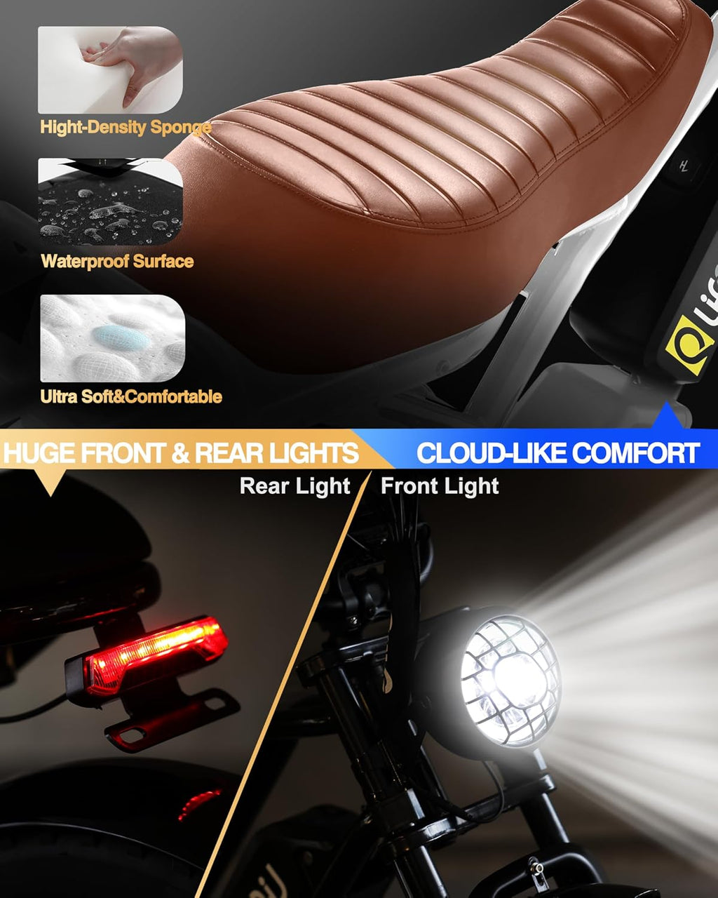 Qlife Electric Bike for Adults/Teens Spark-1500W Peak Motor 20' Fat Tires 28MPH(Unlock to 35MPH) Dirt Bike, 624-1248Wh Removable Battery Ebike, Dual Suspension & Brakes Motorcycle, 21-Speed Bicycle