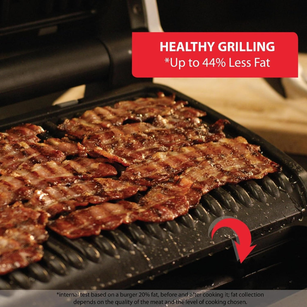 T-Fal OptiGrill Stainless Steel XL Electric Grill, 6 Servings, 9 Intelligent Automatic Cooking Modes, Panini Press, 1800 Watts, Nonstick Removable Plates, Indoor, Frozen Food, Kitchen Appliances