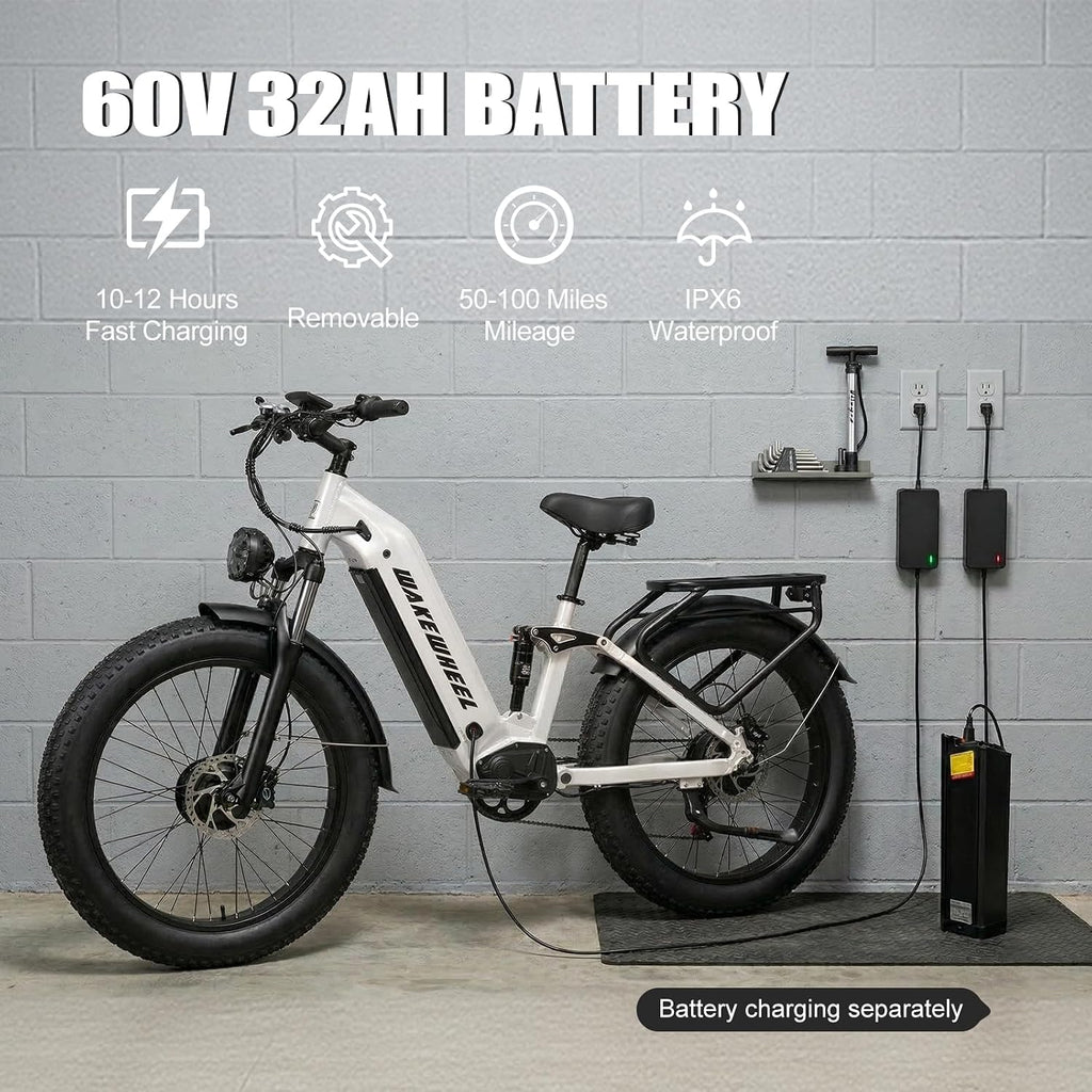 Peak 8000w Electric Bike for Adults, 60V Battery Ebike, Fat Tire & Long Range Electric Bicycles, 210Nm Mountain Bike Full Suspension, Hydraulic Brake Electric Bicycle