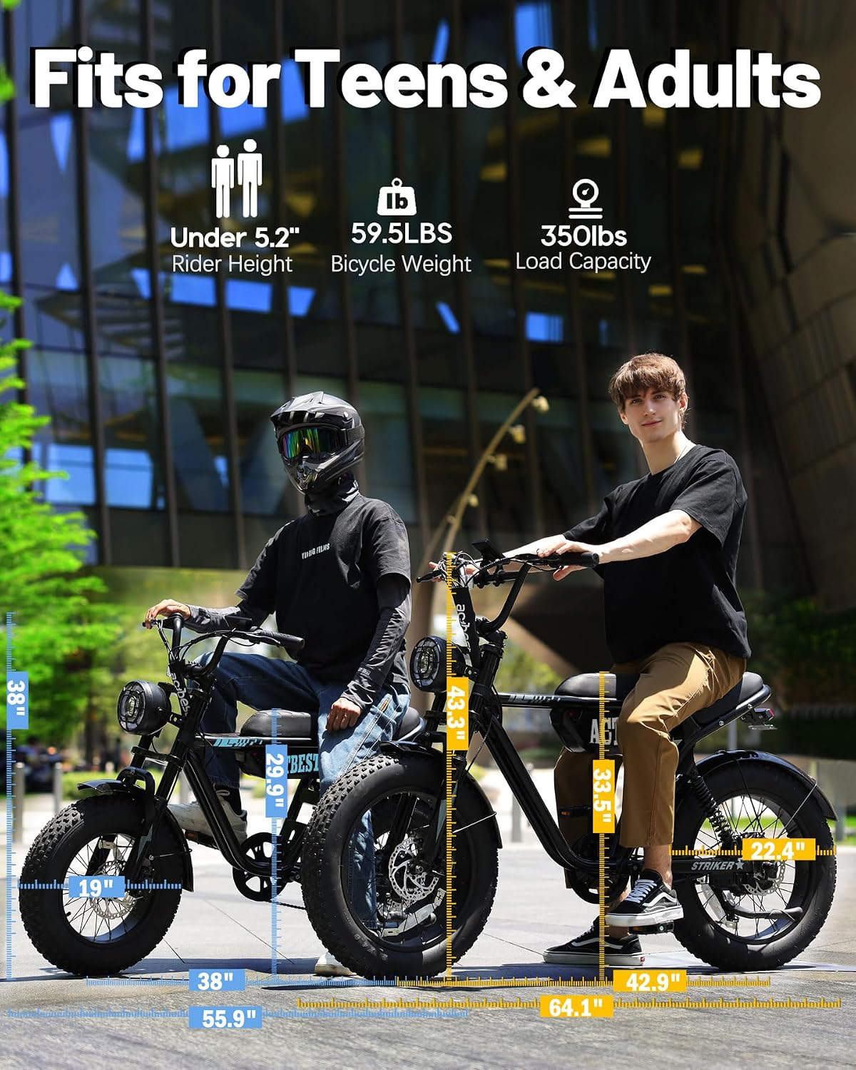 ACTBEST 16'/20'/26' Fat Tire Electric Bike for Adults/Teens, 1200W/1500W Peak Motor, 25MPH/28MPH & 55-75 Miles Long Range, Full Suspension All-Terrain eBike for Mountain,Snow,Sand