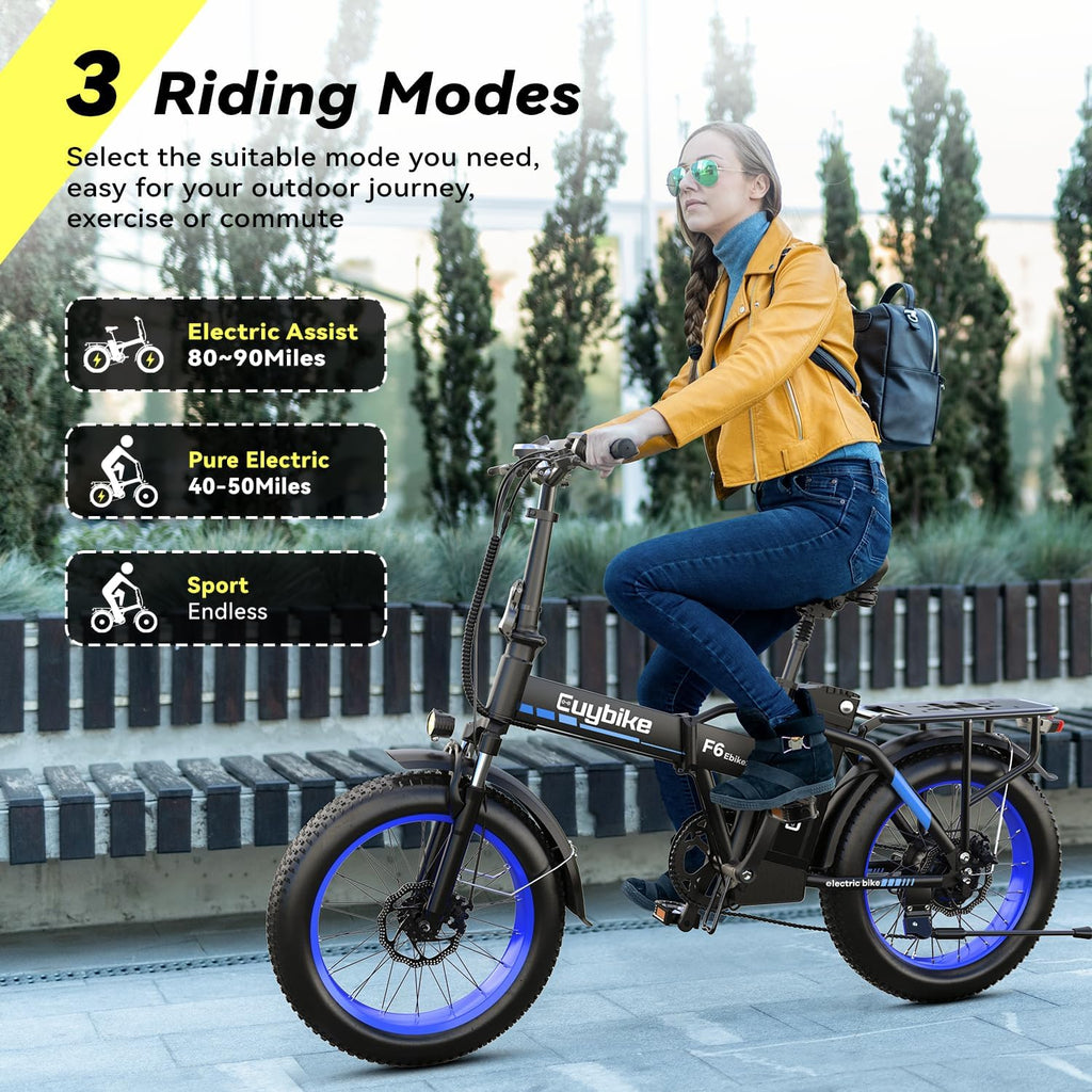 Foldable Electric Bike for Adults, 30+MPH, 48V 20Ah Removable Battery up to 80Miles, 20' Fat Tire Peak 1000W Motor Dirt Ebike Adult Electric Bicycle for City Commute Beach Mountain Adventurous E Bike