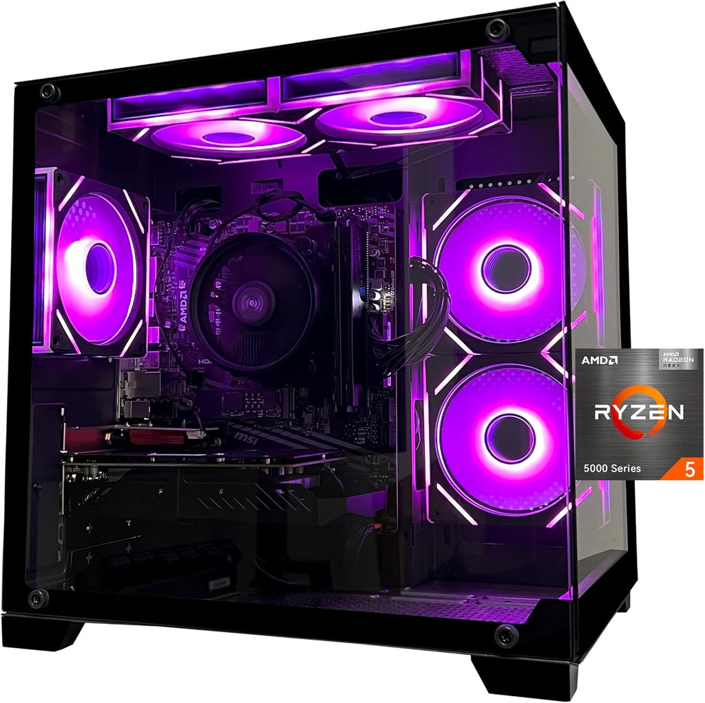SKYESEV Gaming Desktop Computer PC,AMD Ryzen 5 5600,RTX3050 6GB,32GB DDR4 RAM and 1TB M.2 NVMe PCle,ARGB Fan,WiFi,Game Design Office Console,Sea View Room, Gaming PC Tower