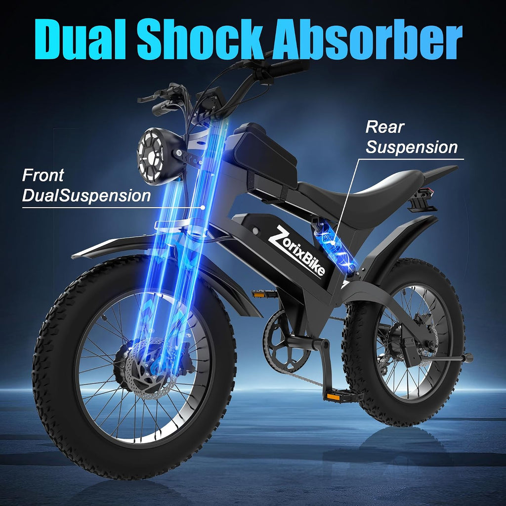 Electric Bike for Adults,48V 20AH - Peak Power 1500/3000W Brushless Motor Electric Bicycle - Max Speed 31-35MPH - Max 80 Miles Range - 20' x 4.0' Fat Tire Dirt E-Bike,7-Speed - UL 2849