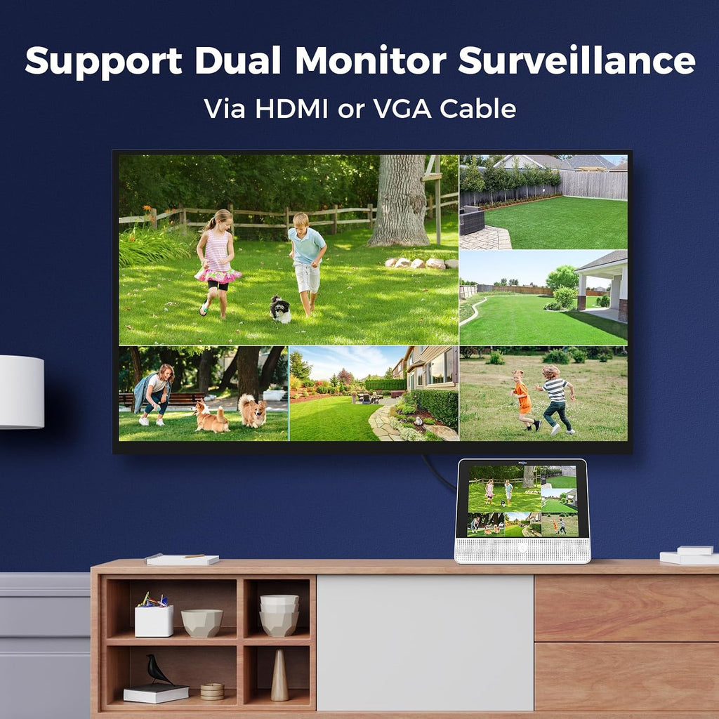 【12'' Monitor + Human Tracking】Hiseeu 4K PoE Security Camera System, 6Pcs 5MP PoE PTZ Security Cameras, All-in-One Monitor, 2-Way Audio, Remote Access, 8MP 16 Channel P oE NVR, Home CCTV Surveillance