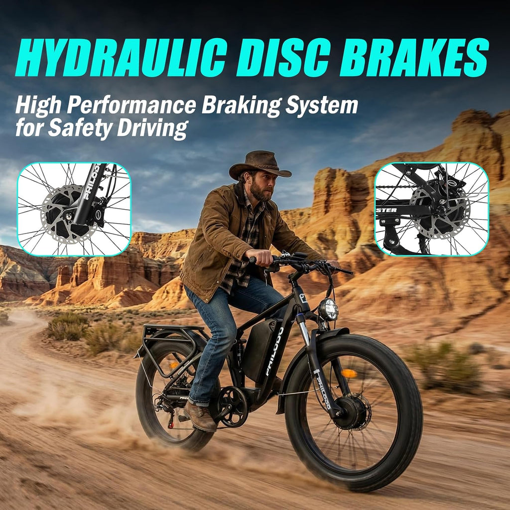 5000w Dual Motor E-Bike 60V Electric Bike for Adults,45 MiIe P-Hour Full Suspension Hydraulic Disc Brakes EBike,26/24x4 Fat Tires Mountain Bikes for All Terrain Snow/Sand