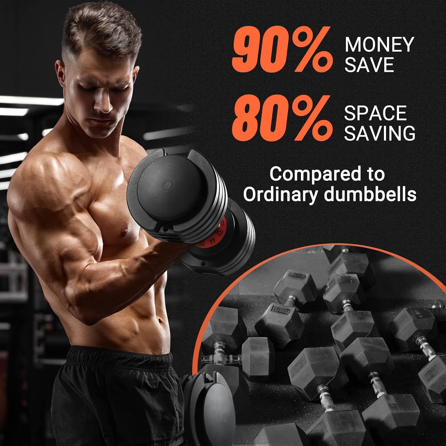 25/55 lbs Pair Adjustable Dumbbell, Fast Adjust Dumbbell Weight for Exercises Pair Dumbbells for Men and Women in Home Gym Workout Equipment