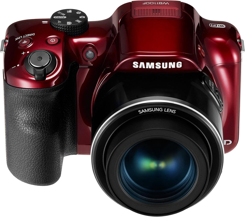 Samsung WB1100F 16.2MP CCD Smart WiFi & NFC Digital Camera with 35x Optical Zoom, 3.0' LCD and 720p HD Video (Red)