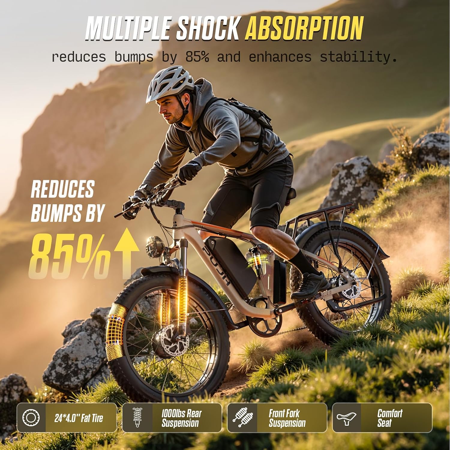 6000W Max Speed 45MPH Dual Motor Electric Bike for Adults,60V 1200Wh Removable Battery with 24' Fat Tire Up to 100 Miles Range with Full Suspension All Terrain Ebike for Men Women PU364