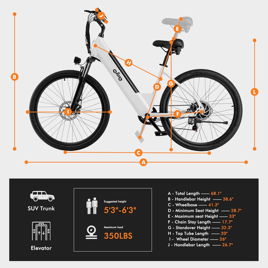 Qlife Cityone Electric Bike for Adults & Teens, Step-Through Commuter Ebike, 1000W Peak Motor, 55-Mile Range, 48V Removable Battery, 26-Inch City Tires, 7-Speed, Up to 25 MPH
