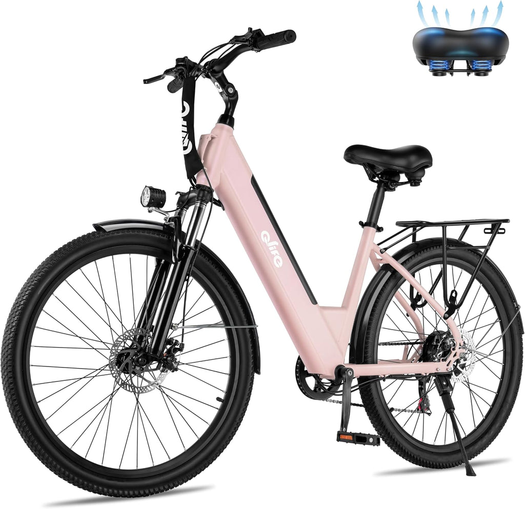 Qlife Cityone Electric Bike for Adults & Teens, Step-Through Commuter Ebike, 1000W Peak Motor, 55-Mile Range, 48V Removable Battery, 26-Inch City Tires, 7-Speed, Up to 25 MPH