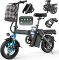 Electric Bike for Adults and Teens, 560W Motor 24MPH Compact Commuter Ebike, 32 Miles Range, 48V 10Ah Battery, 3 Shock Absorbers, 14' Mini Foldable Electric Bicycles with Basket, UL 2849 Certified