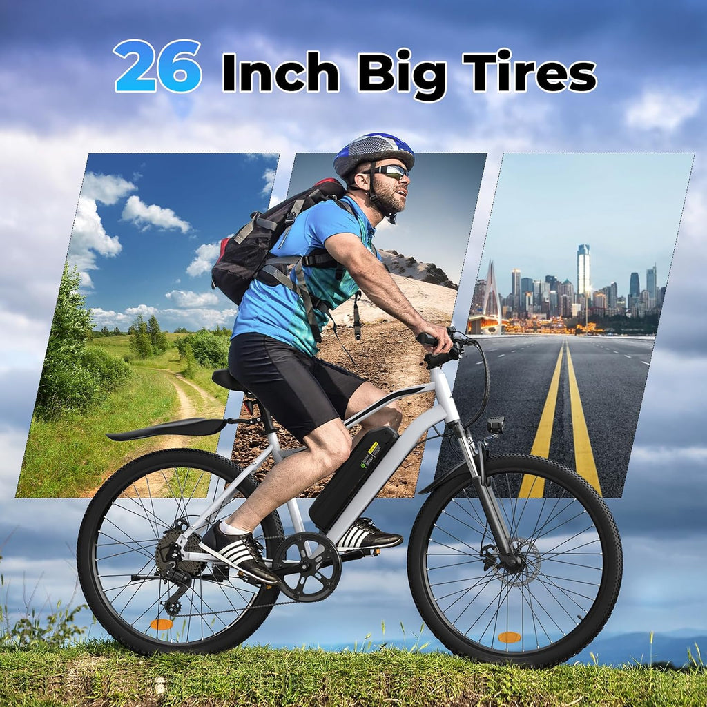 Electric Bike - 750W/1000W/1500W Motor Electric Bicycle, 20MPH, 55/70/80 Miles, Removable Battery, Shock Absorber, 5 Speed E Bike, 26' Tire Commuter Electric Bicycle for Adults