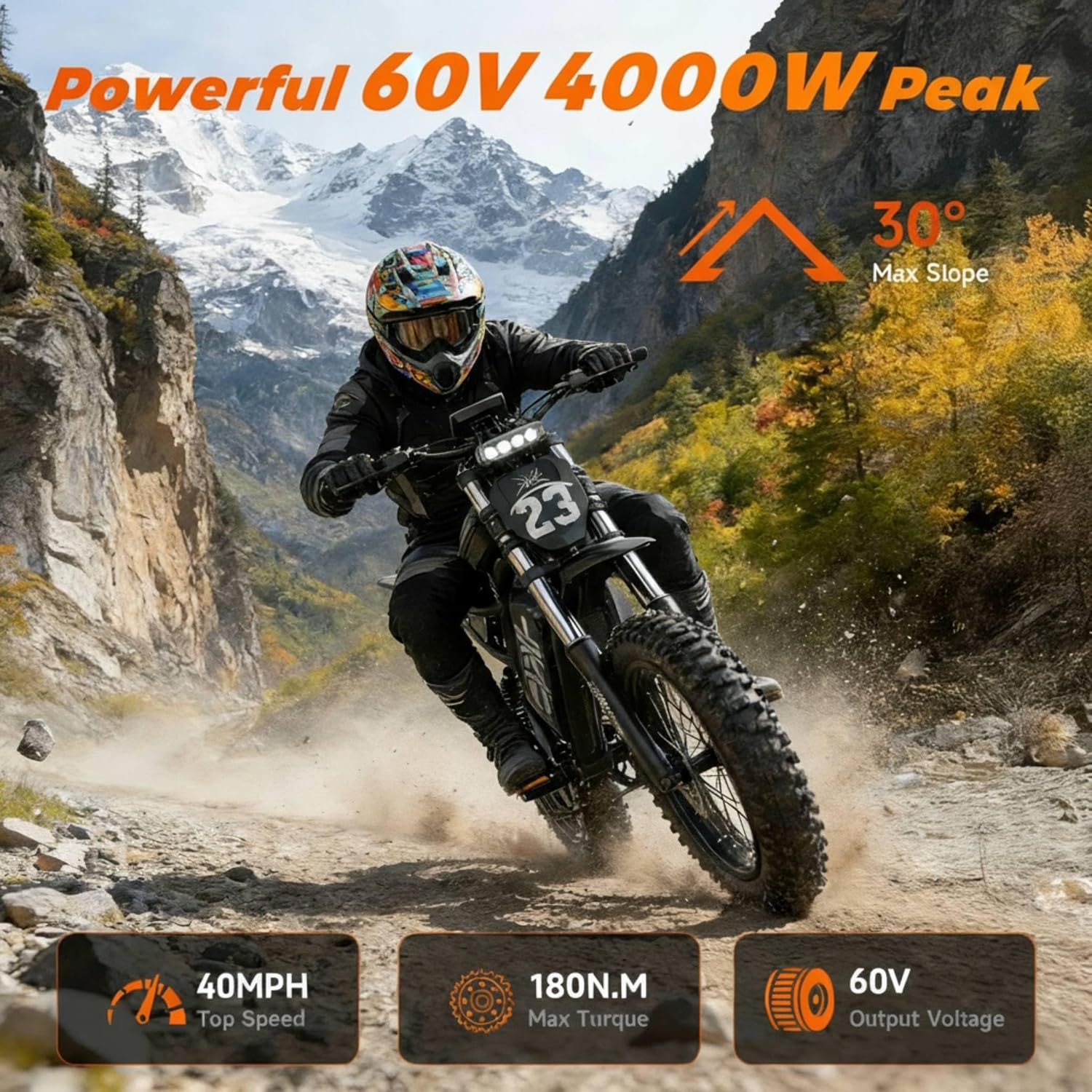 High Power Electric Bike for Adults, 1500W-4000W Peak Ebike with UL Certified Battery, 20' Fat Tire Retro Scrambler Moped Style & Off-Road Electric Motorcycle, Full Suspension