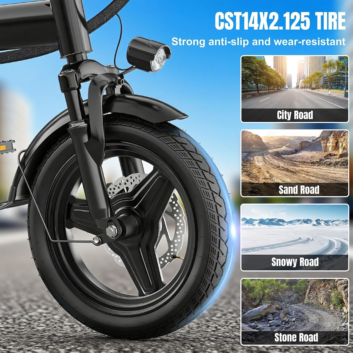 Electric Bike for Adults and Teens, 560W Motor 24MPH Compact Commuter Ebike, 32 Miles Range, 48V 10Ah Battery, 3 Shock Absorbers, 14' Mini Foldable Electric Bicycles with Basket, UL 2849 Certified