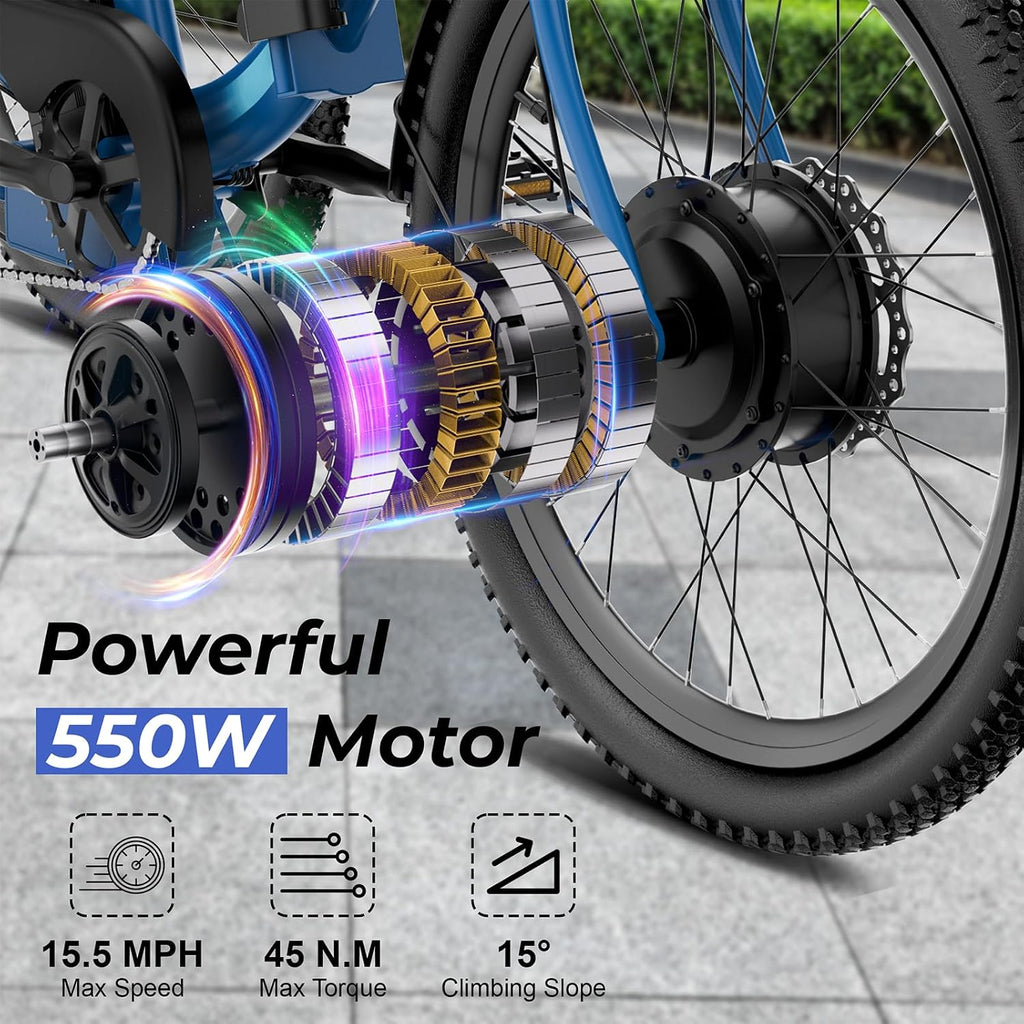 ANCHEER Electric Tricycle for Adults, Peak 600W Electric Trike, 24' 499Wh Folding 3 Wheel Ebike for Adults & Seniors, 15.5MPH & 55Miles Electric Bike, Rear Differential, Rear Basket