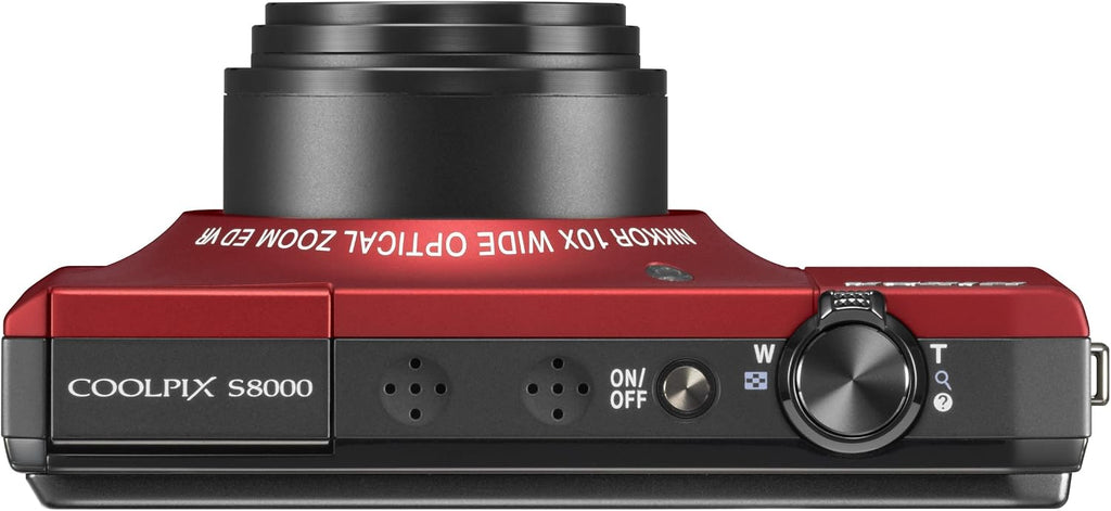 Nikon Coolpix S8000 14.2 MP Digital Camera with 10x Optical Vibration Reduction (VR) Zoom and 3.0-Inch LCD (Red)