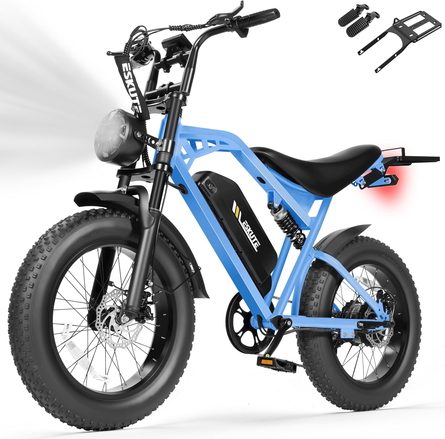 ESKUTE V200 Electric Dirt Bike for Adults,52V20.8Ah Battery,20' x4.0 Fat Tire,32MPH,NFC Unlock Color Display,7-Speed Dual Suspension,Dirt E-Bike,80 Miles, Streamlined Frame, E-Bike for Youth & Adults