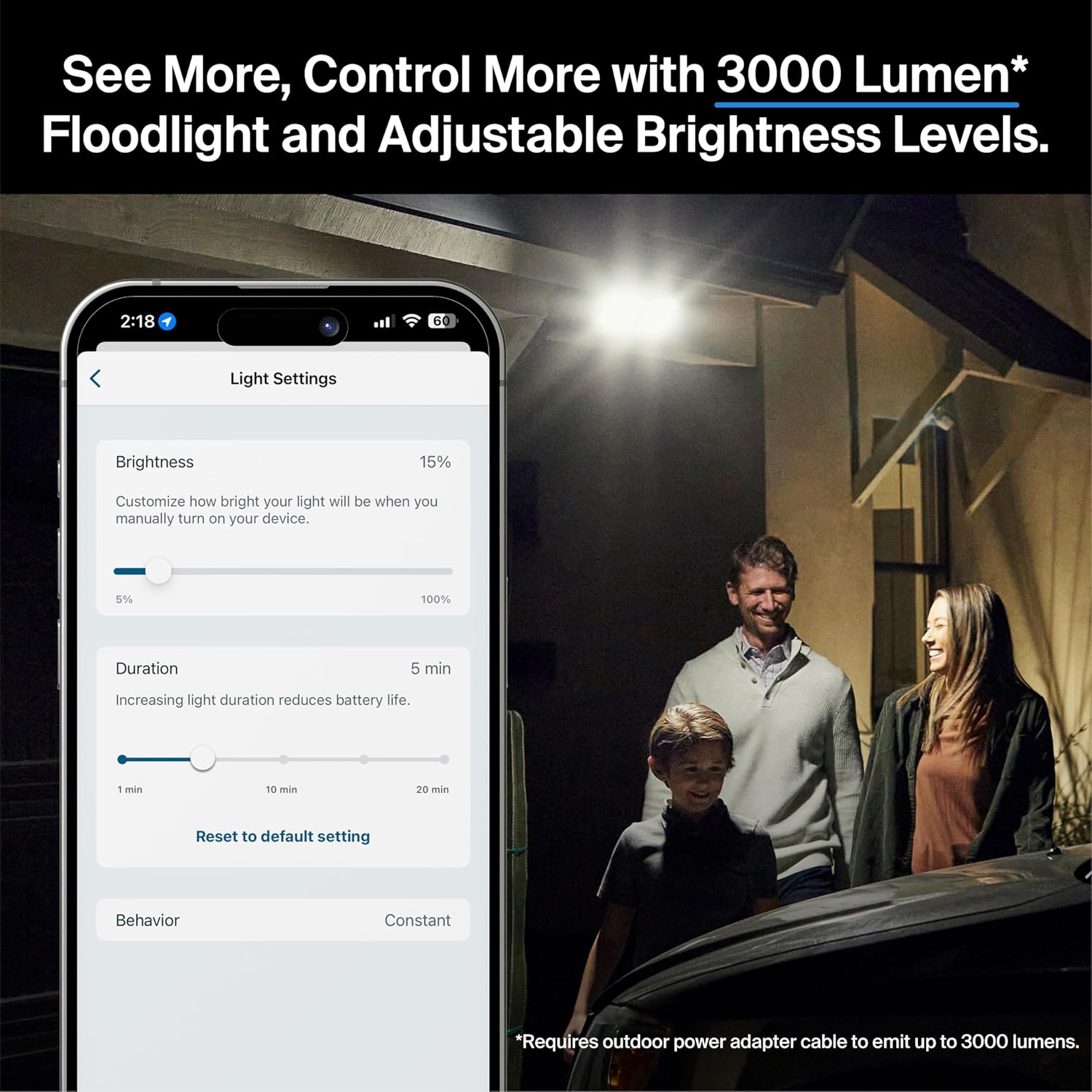 Floodlight Security Camera Wireless Outdoor 2K No Wiring - Arlo Pro 3, Rechargeable Battery, WiFi, Up to 3000 Lumens LED, Person & Vehicle Recognition, Package Detection, Color Night Vision, Black