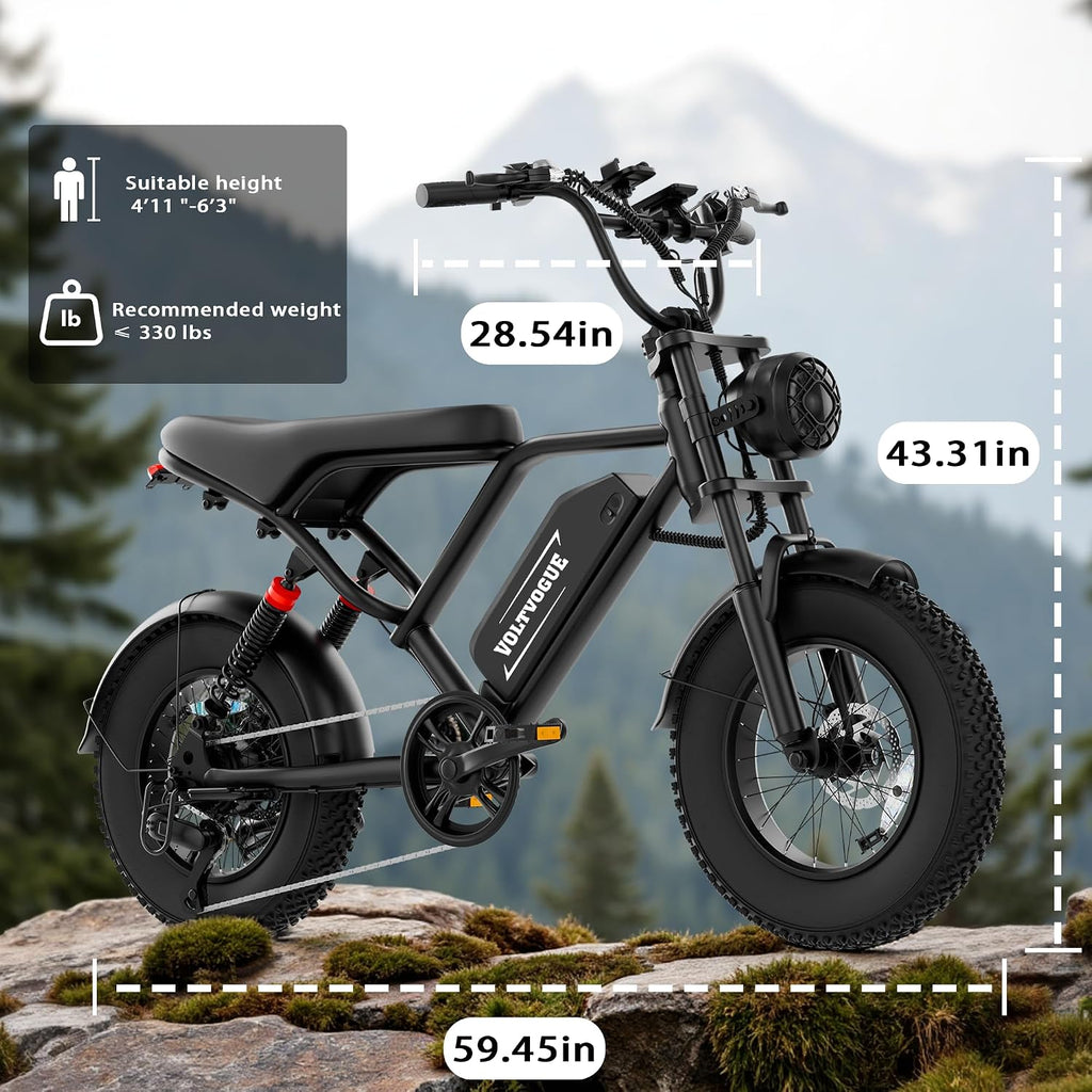 Electric ebike | Full Suspension | Peak 1500w Motor | 25/31MPH Top Speed | Range 40-70 Miles | 48V 960/748Wh Removable Battery | LED Headlights | 20/16-Inch All-Terrain Fat Tires |