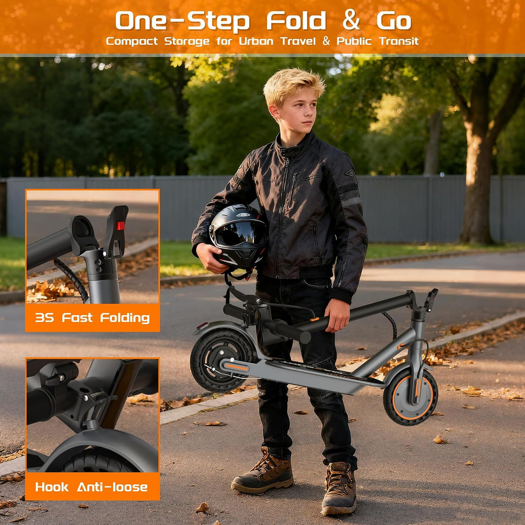MAXSHOT Electric Scooter for Adults, 8.5/10/14' Tires, 19/22Mph, 350W/500W Motor, 21-28 Miles Range, Folding E-Scooter with Dual Suspension,APP Contro