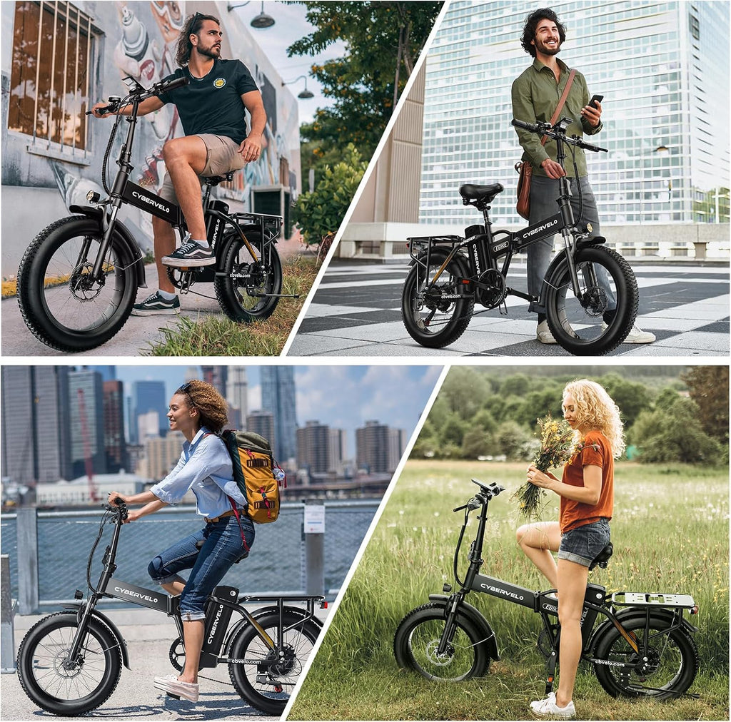 DriftGod Folding Electric Bike, 48V 20.8AH Large Removable Battery E Bike - 20'x3' Fat Tire - 80 Miles Max Range Ebike for Adults,Electric Bicycles for Commuter