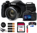 Sony Cyber-Shot DSC-H300 Digital Camera (Black) (DSCH300/B) + 64GB Memory Card + Card Reader + Case + Flex Tripod + Memory Wallet + Cleaning Kit (Renewed)