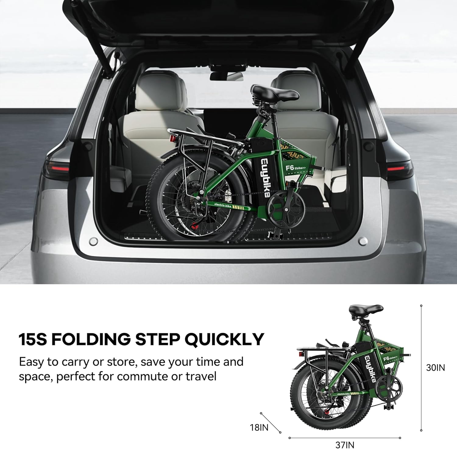 Foldable Electric Bike for Adults, 30+MPH, 48V 20Ah Removable Battery up to 80Miles, 20' Fat Tire Peak 1000W Motor Dirt Ebike Adult Electric Bicycle for City Commute Beach Mountain Adventurous E Bike