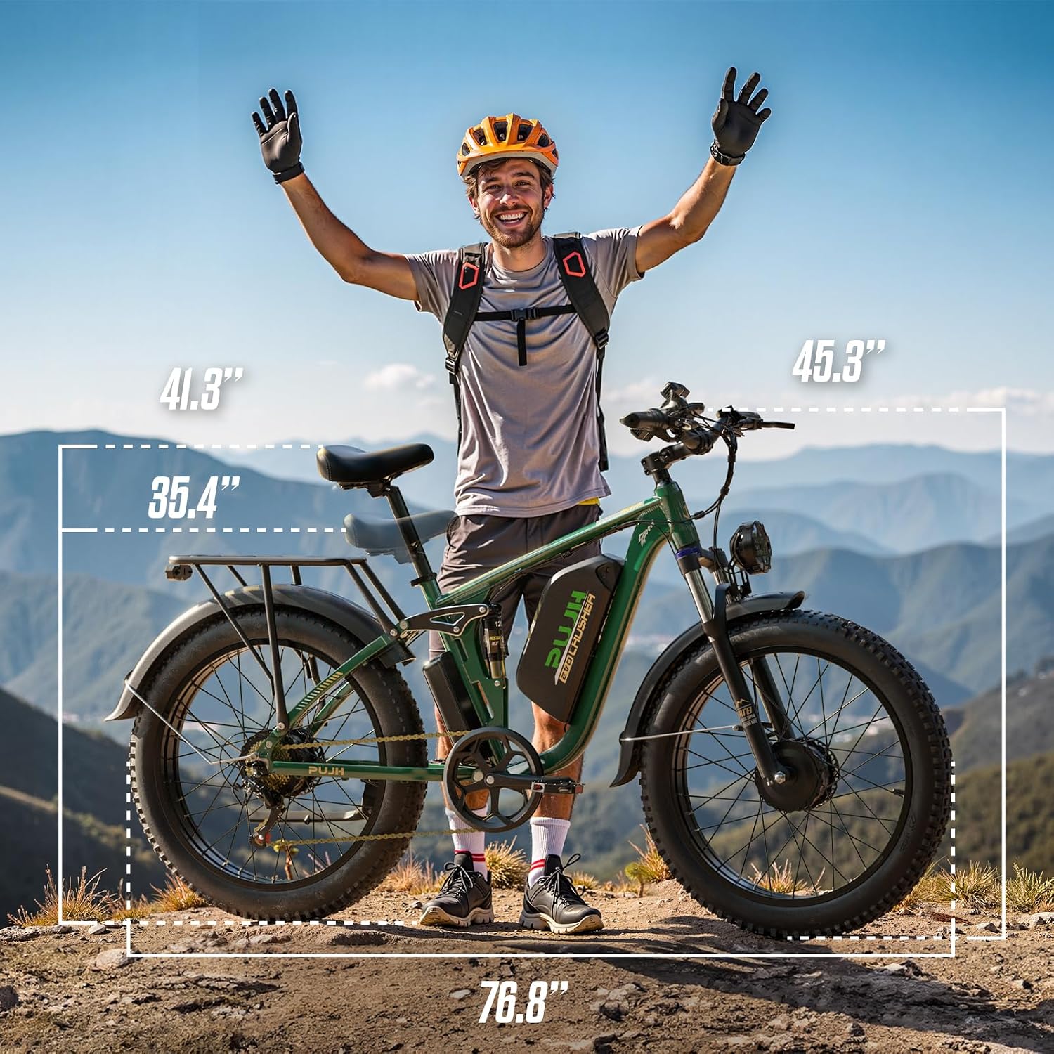 6000W Dual Motors Electric Bike for Adults,60V 20Ah 26' Fat Tire Ebike,50 mph up to 100 Miles Full Suspension Class 3 Electric Bicycle for Snow Off Road Mountain Hunting Commuter