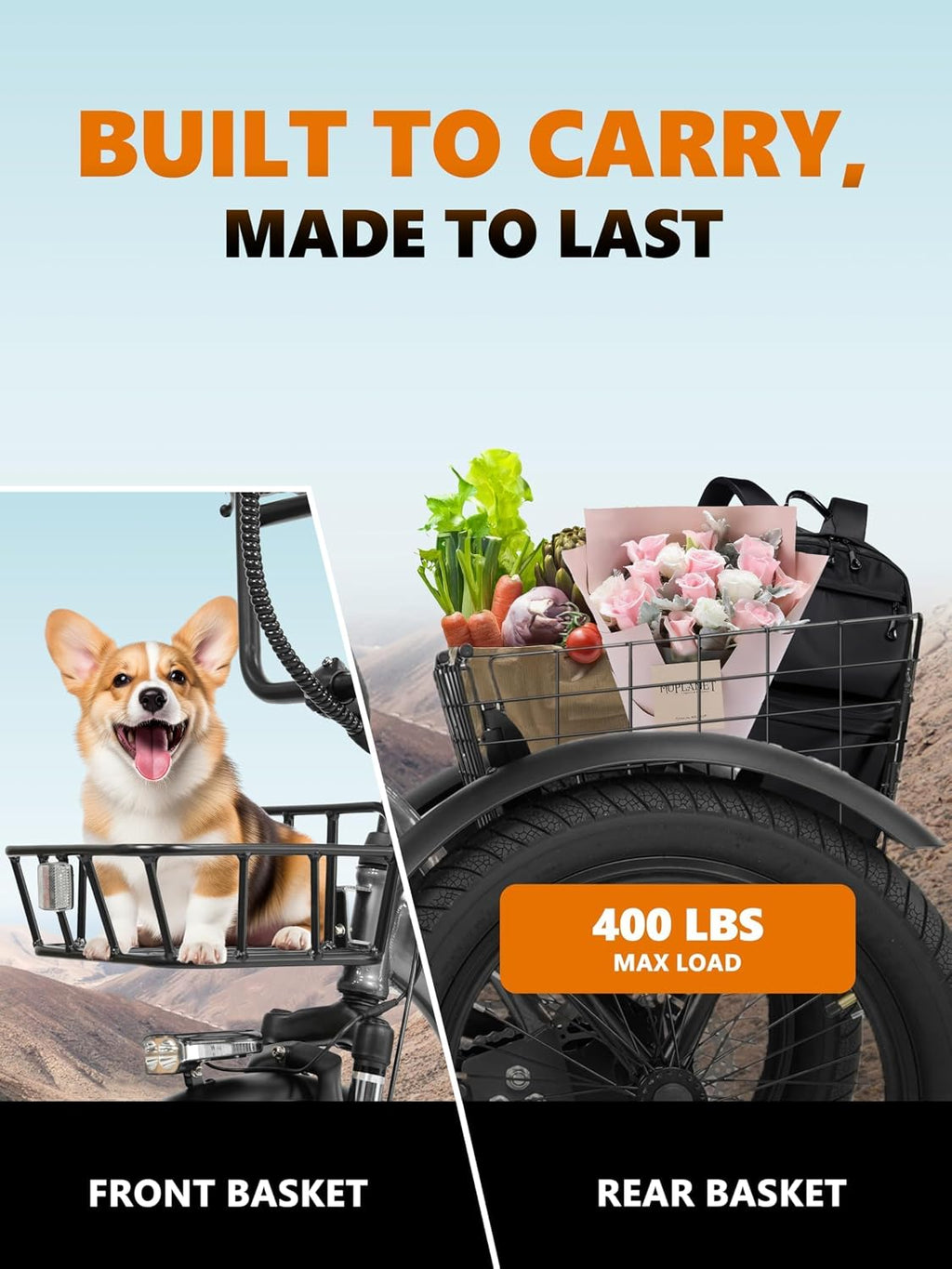 T300 Adults Electric Trike Bike, 1200W Peak Motor & 624Wh Removable Battery,18x3.0 Fat Tire Foldable 3-Wheel E-Bike with Step-Thru Design, Up to 65 Miles, Gift for Parents
