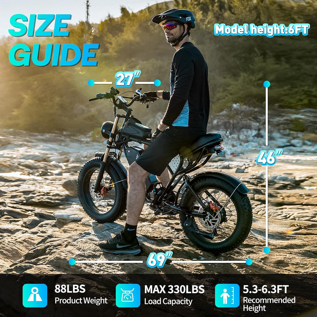 YVY 1500W Peak Electric Bike for Adults, 35MPH Top Speed 48V 20Ah Battery eBike, UL2849 Certified Mountain e-Bike for Hill Climbing, 20' Fat Tire All-Terrain, Full Suspension