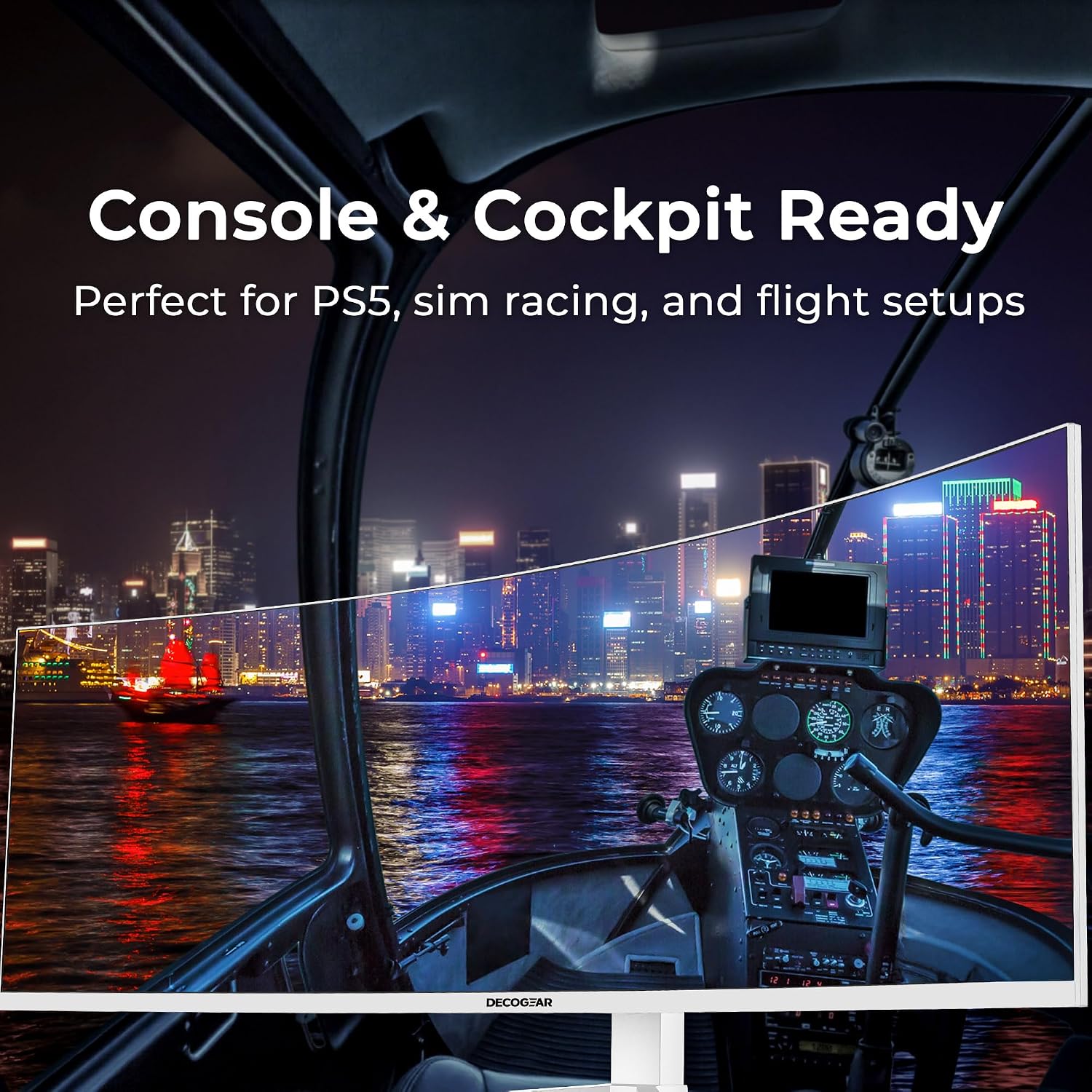 Deco Gear White 49 Inch Curved Monitor, 144HZ Ultrawide DFHD Screen, 3840x1080 32:9 VA Panel, R1500 E-LED, 2 HDMI 2 Display Port, 3000:1, Laptop PC Computer Accessory for Work Gaming Design Create
