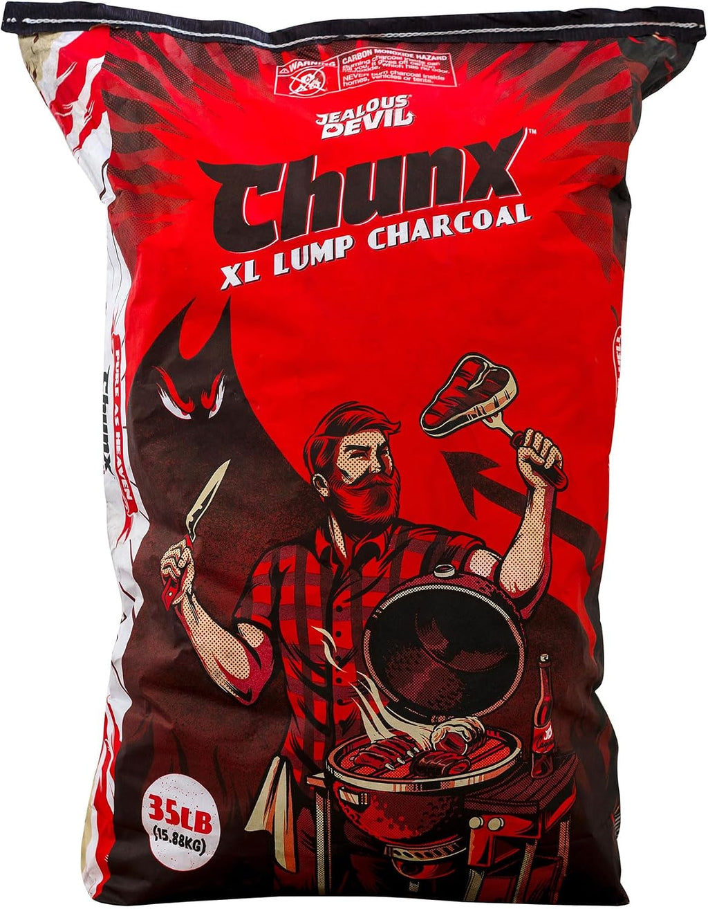Jealous Devil 25 Pack 100 Percent Natural Hardwood Wood Lump Grill Charcoal, 35 lb Bag
