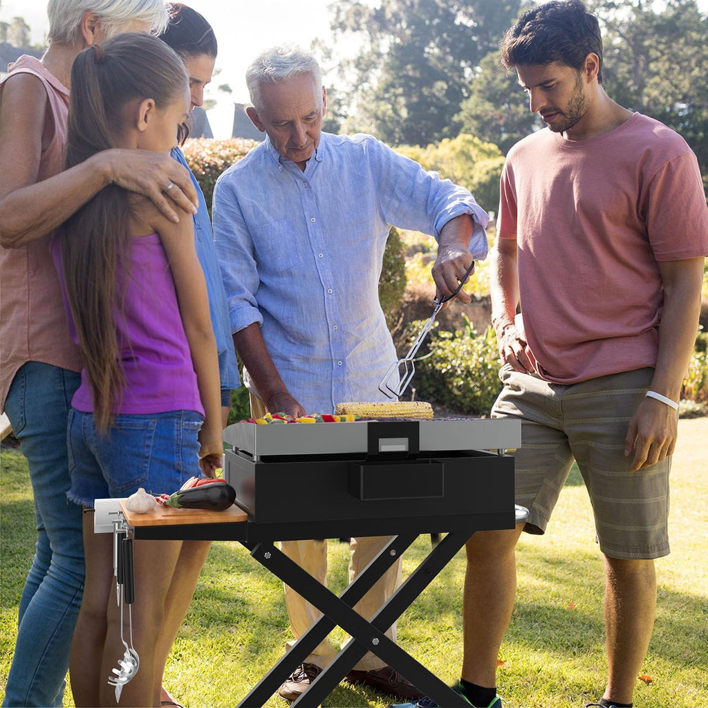 Griddle Stand for Blackstone 22 17 Inch Tabletop Grill, Heavy-Duty Foldable Griddle Table with Wheels, Griddle Trolley Dining Table Cart, Grill Replacement Part for Outdoor Camping BBQ Tailgating