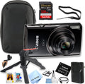 Canon PowerShot IXY 650 (ELPH 360) HS Digital Camera + 128GB Extreme PRO Memory + Case, Grip, Software Pack (Essential Bundle) (Renewed), Black