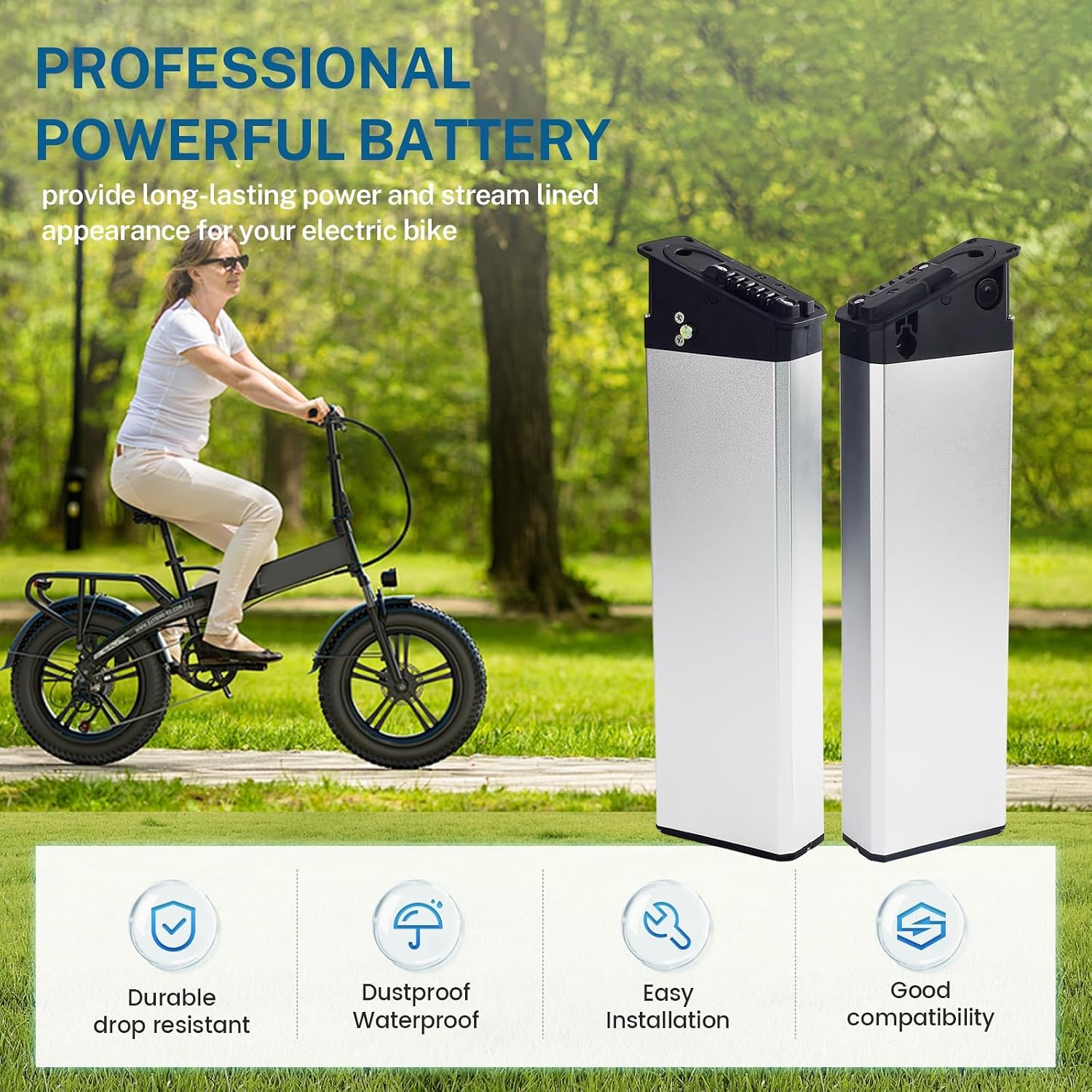 Ebike Battery Silver Fish 48V 13Ah/15Ah/, Electric Bike, Electric Bicycle Lithium-Ion Battery, for NARRAK APYEAR EBKAROCY Ebike with Charger, for 250W 350W 500W 750W 1000W Motor (48 V 13Ah)