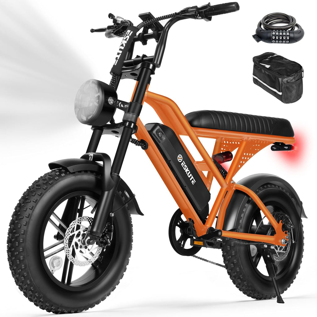 ESKUTE V100 Electric Bike for Adults, Electric Dirt Bike 1500W Peak Motor, All Terrain Dual Suspension E Bike 28MPH Top Speed, Ebike Up to 60 Miles Range, 16' Fat Tire, 48V13Ah Battery, 7-Speed