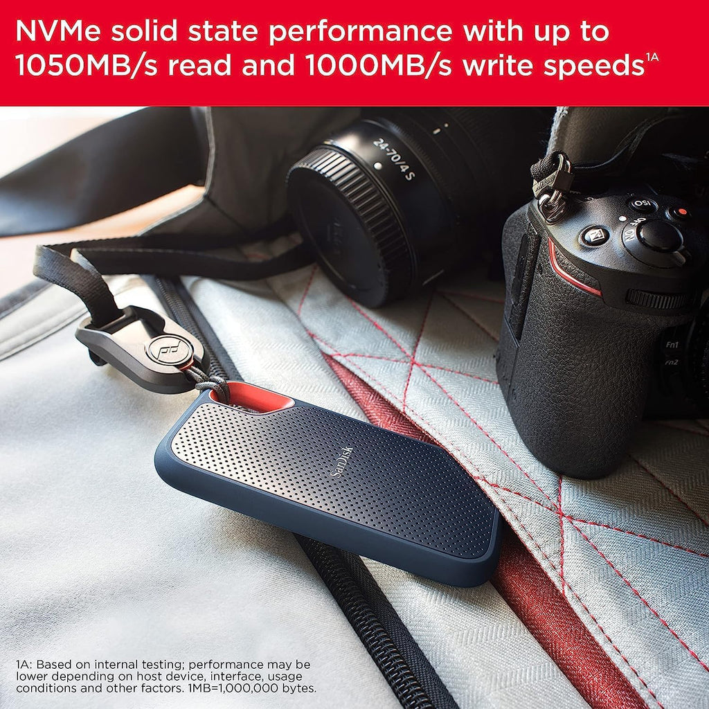 SANDISK 1TB Extreme Portable SSD (Old Model) - Up to 1050MB/s, USB-C, USB 3.2 Gen 2, IP65 Water and Dust Resistance, Updated Firmware - External Solid State Drive - SDSSDE61-1T00-G25