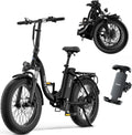 Hiboy EX6F Foldable Ebike for Adults, Built-in Phone Holder, 750W Peak, 20x4.0 Fat Tires, Removable 48V Battery, Hydraulic Fork, 7-Speed, Commuting/Outdoor