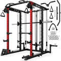 S1-V4 Smith Machine, 2000LBS Power Cage with Cable Crossover System, All-in-One Squat Rack with Smith Bar, Strength Training Equipment for Hone Gym