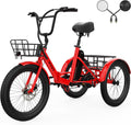 Vivi T01 20' x2.6 Fat Tire Electric Tricycle for Adults, 750W Peak 20'' Folding 3 Wheels Electric Bike, 95% Pre-Assembled, Speed Differential, 15.5MPH Eletric Trike with Bracket