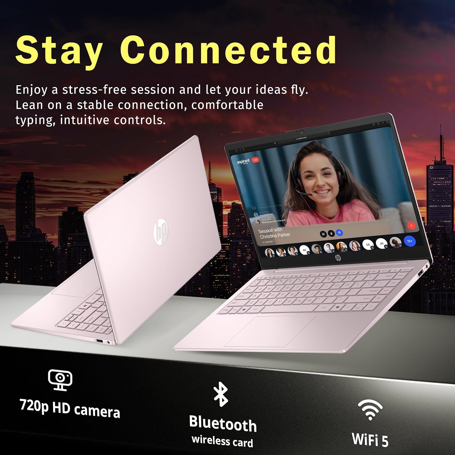 HP Stream 14' HD BrightView Laptop, Intel Processor N150, 16GB RAM, 288GB Storage (128GB UFS + 160GB SSD Docking Station Set), Intel Graphics, HD Webcam, Wi-Fi, 1 Year Office 365, Win 11 S, Pink