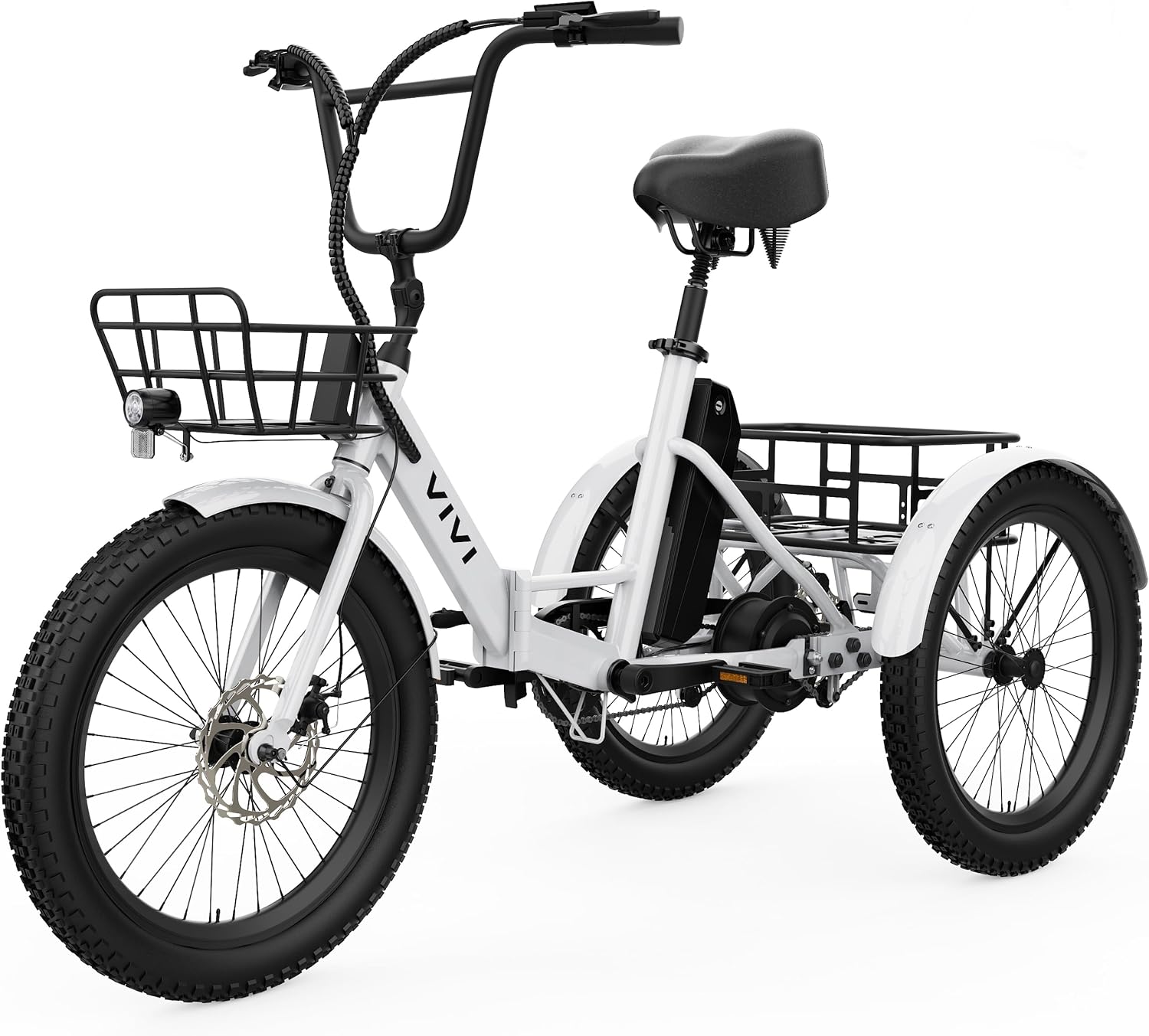 Vivi T01 20' x2.6 Fat Tire Electric Tricycle for Adults, 750W Peak 20'' Folding 3 Wheels Electric Bike, 95% Pre-Assembled, Speed Differential, 15.5MPH Eletric Trike with Bracket