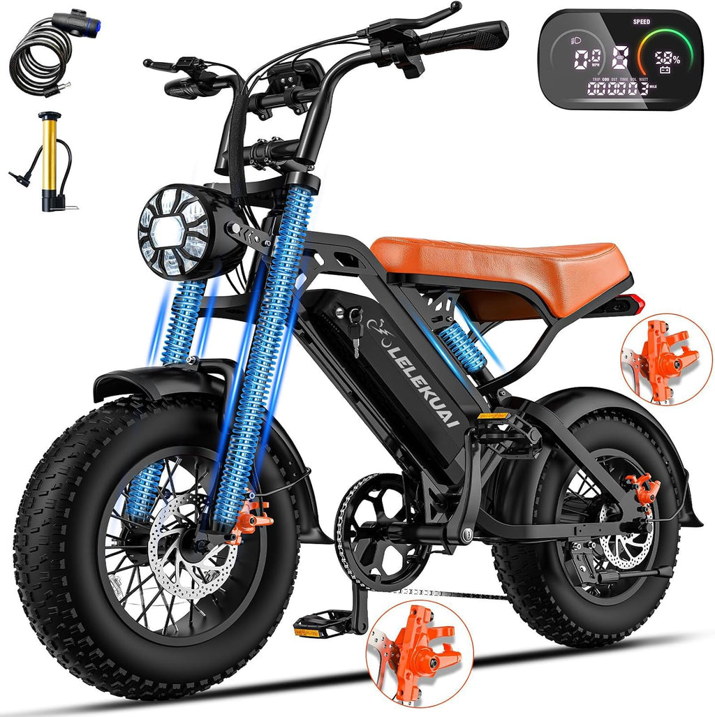 LELEKUAI Electric Bike for Adults, 1200W Peak Motor Commuter Ebike, 20-28MPH Speed, 32 Miles Range, Removable Waterproof Battery, Dual Disc Brakes Electric Bicycle, UL 2849 Certified