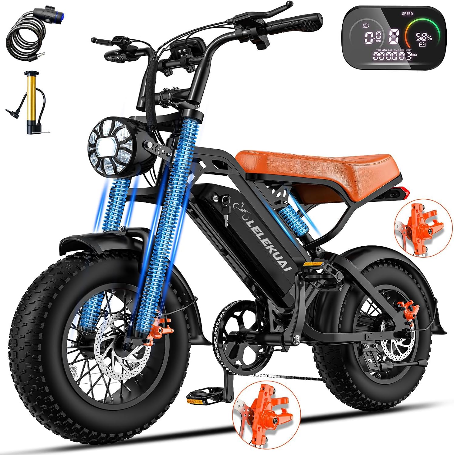 LELEKUAI Electric Bike for Adults, 1200W Peak Motor Commuter Ebike, 20-28MPH Speed, 32 Miles Range, Removable Waterproof Battery, Dual Disc Brakes Electric Bicycle, UL 2849 Certified