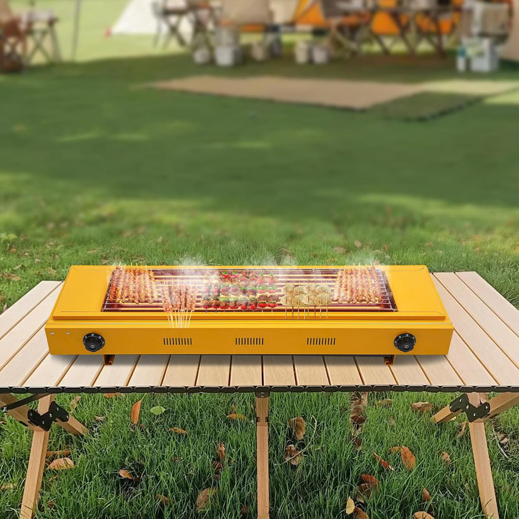 LYNICESHOP Electric BBQ Grill, 3000W Electric Portable Barbecue Grill Non-stick Removable Grill Plate Barbecue Grill, Adjustable Temperature 50-300°C/122-572°F Electric Griller for BBQs & Parties