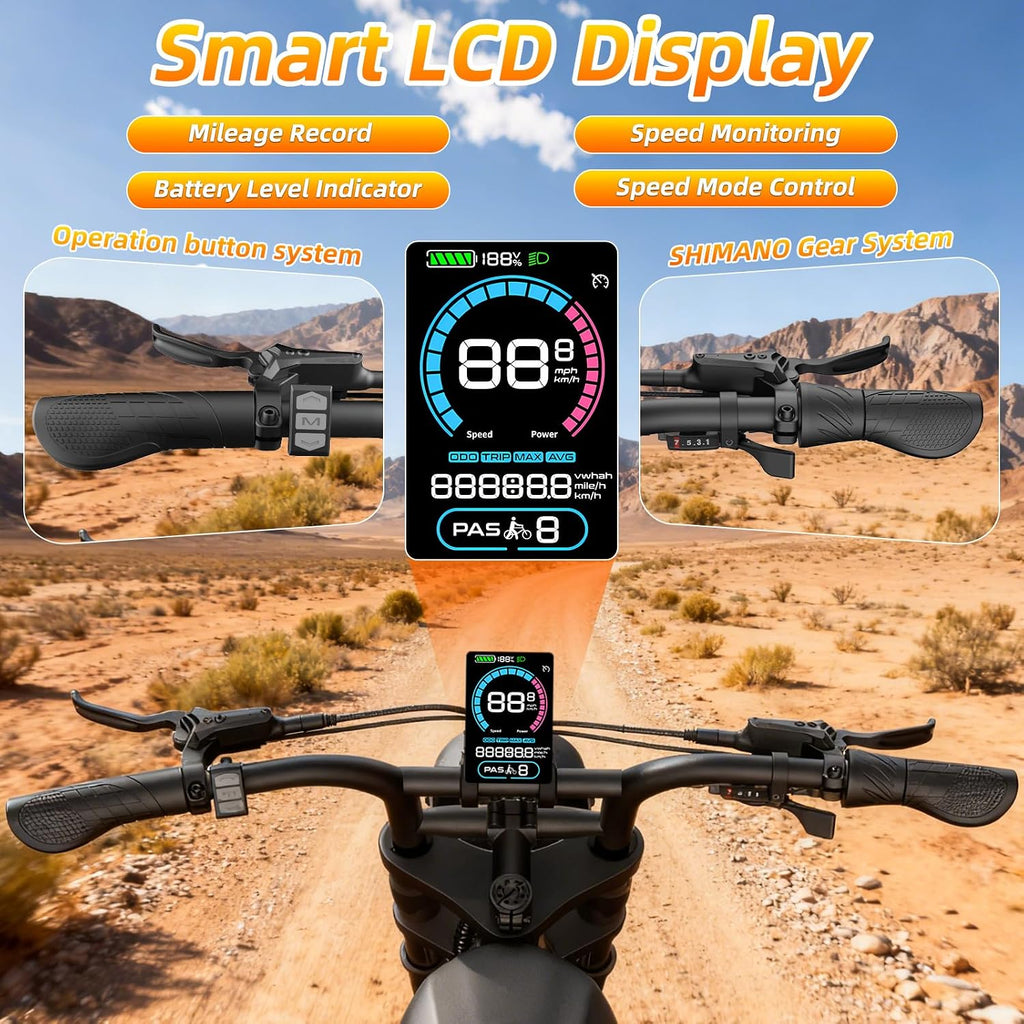 Electric Bike for Adults with Peak 1600W Peak Motor,Max Speed 35MPH,Up to 60Miles,Moped ebikes with 18.9AH Battery,20' Fat Tire Adult Electric Bicycle,Shipped from USA Warehouse