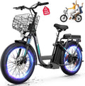 Caroma Peak 1200W/800W/500W/ Electric Scooter with Seat, 20' Off-Road Tires, 15/25/30Miles Range, 20MPH Top Speed, Adjustable Electric Scooter for Adults with Basket, Adults Ebike for Commuting
